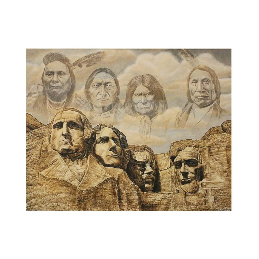 Native Mount Rushmore - Native American Diamond Art - Full Round