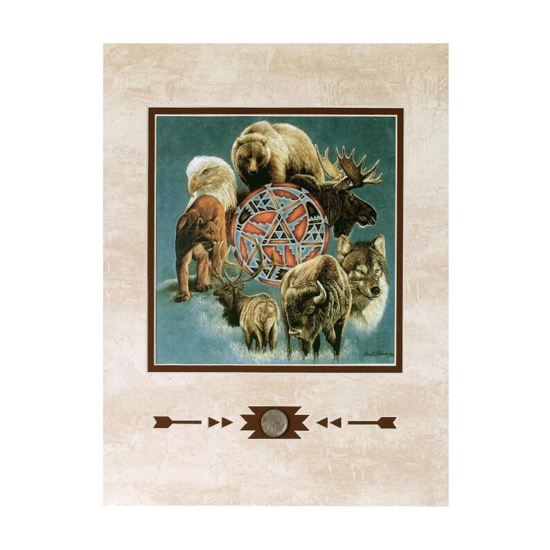 Native American spirit Animal Circle // Art Print by David Behrens Bear Moose Cougar Wolf