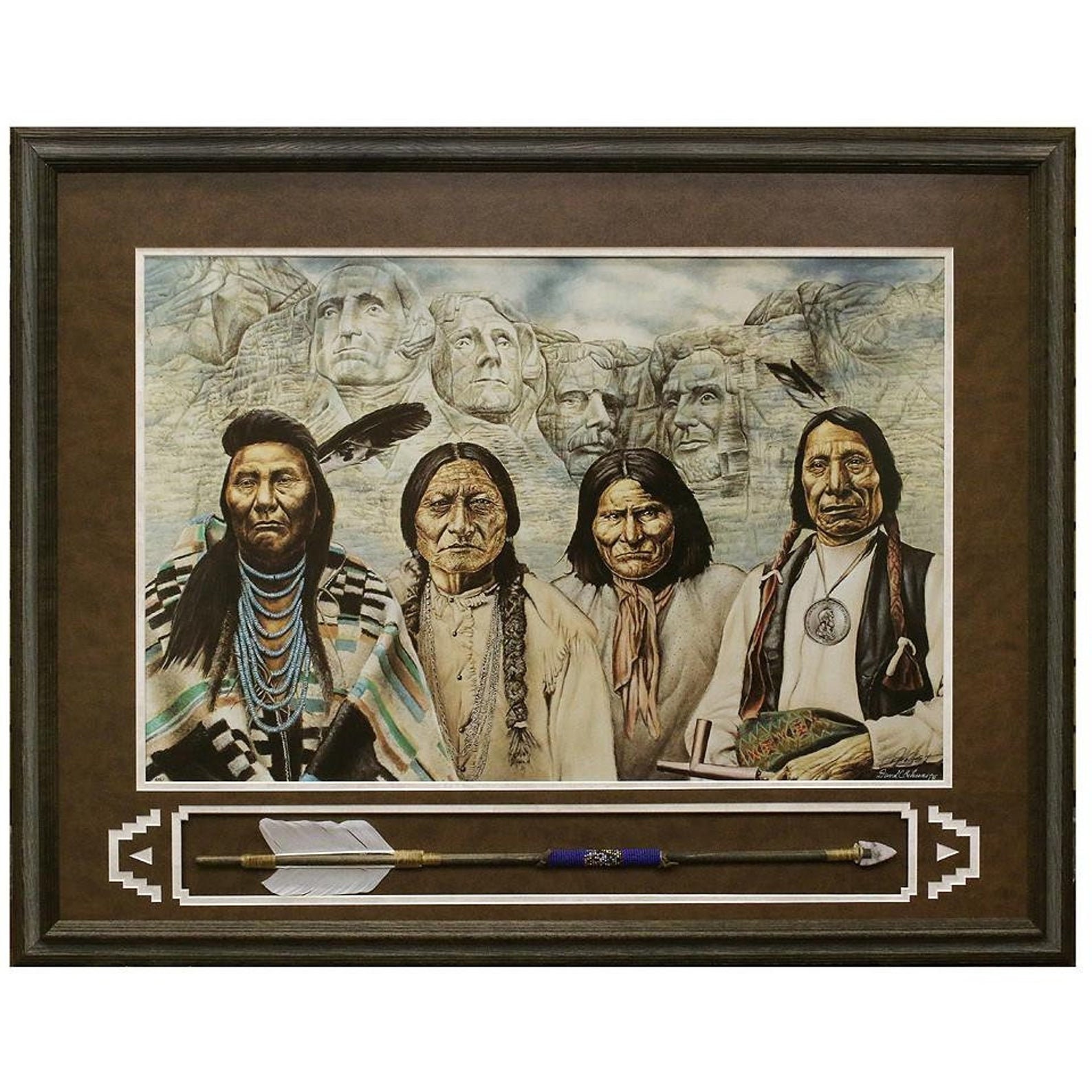 Native Mount Rushmore - Native American Diamond Art - Full Round