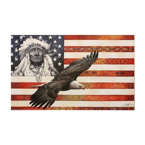 American Eagle Flag 19x24 1/4&quot; &quot;Spirit of America&quot; Collectible Limited Edition by David Behrens LARGE LITHOGRAPH 50% off Retail