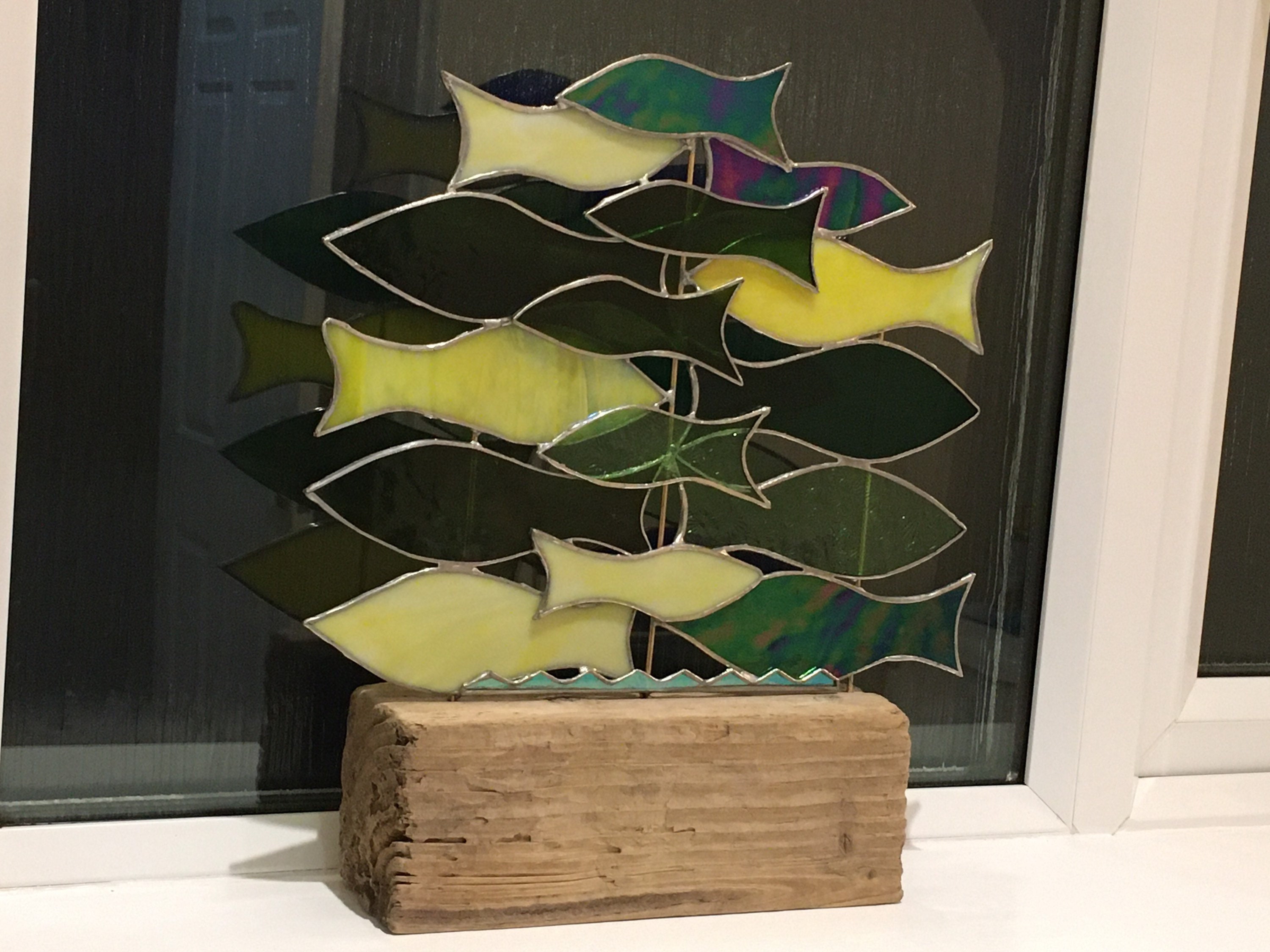 Stained Glass Fish Suncatcher Sculpture Shoal of fish Etsy