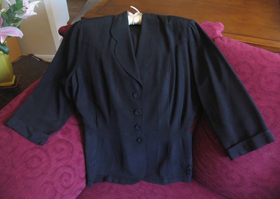 1940s Vintage Black Suit, Black Rayon Vintage 40s… - image 2