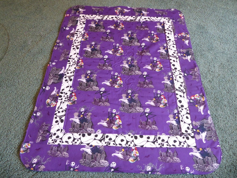 NIGHTMARE BEFORE CHRISTMAS w/or without bow fitted car seat canopy w/peekaboo opening or full front opening or blanket bild 8