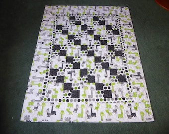 ROBOTS quilt ready to ship or ADORABLE Dinosaurs or GNOMES panel quilt for lap, couch throw, crib, wall hanging many uses