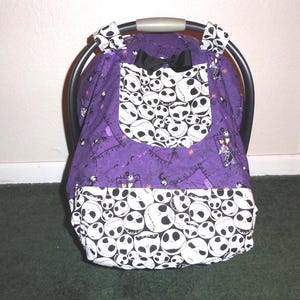 NIGHTMARE BEFORE CHRISTMAS w/or without bow fitted car seat canopy w/peekaboo opening or full front opening or blanket bild 1