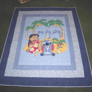 LILO & Stitch panel quilt or PRINCESSES or STITCH and Angel quilt Lap, couch throw, baby, toddler, teen, toddler bed quilt/blanket