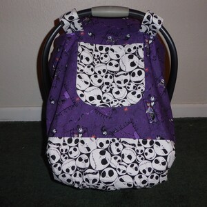NIGHTMARE BEFORE CHRISTMAS w/or without bow fitted car seat canopy w/peekaboo opening or full front opening or blanket bild 2