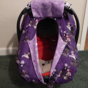 NIGHTMARE BEFORE CHRISTMAS w/or without bow fitted car seat canopy w/peekaboo opening or full front opening or blanket bild 6
