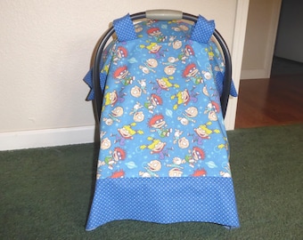 RUG Rats or CARS or 101 DALMATIANS or Precious Moments or Little Mermaid or Alice baby car seat canopy with or without peekaboo opening