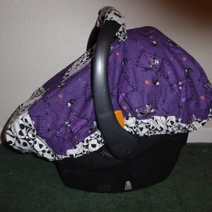 NIGHTMARE BEFORE CHRISTMAS w/or without bow fitted car seat canopy w/peekaboo opening or full front opening or blanket bild 7