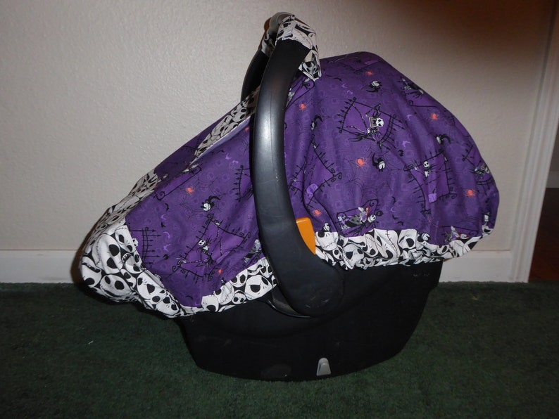 NIGHTMARE BEFORE CHRISTMAS w/or without bow fitted car seat canopy w/peekaboo opening or full front opening or blanket bild 7