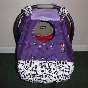 NIGHTMARE BEFORE CHRISTMAS w/or without bow fitted car seat canopy w/peekaboo opening or full front opening or blanket bild 3
