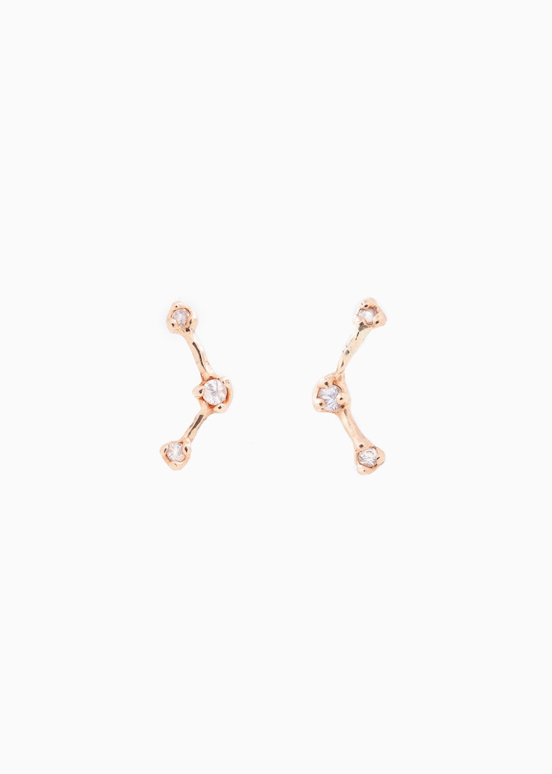 Raw Sapphire Ear Crawler Diamond Solid 14k Earrings Constellation Ear Climbers Constellation Earrings