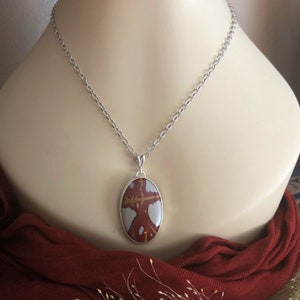 Noreena Jasper Sterling Silver Pendant and Earrings Set - Modern Gemstone Necklace image 5