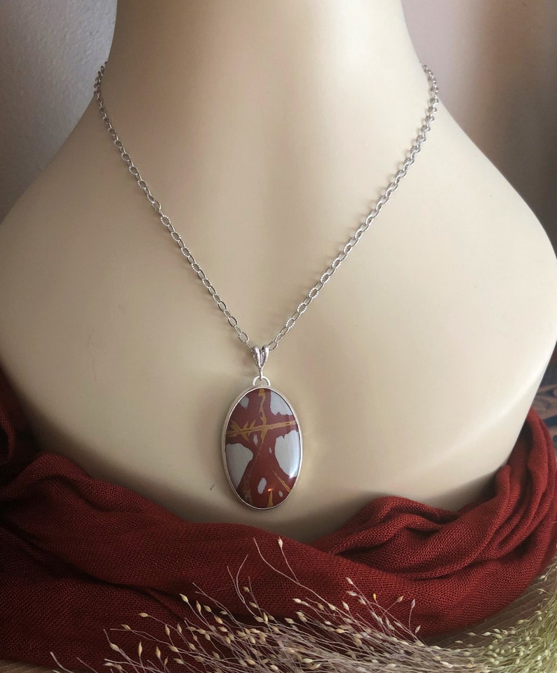 Noreena Jasper Sterling Silver Pendant and Earrings Set - Modern Gemstone Necklace image 5