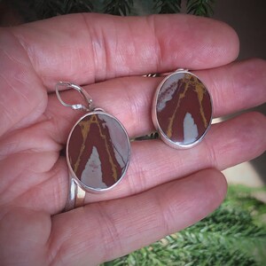 Noreena Jasper Sterling Silver Pendant and Earrings Set - Modern Gemstone Necklace image 6