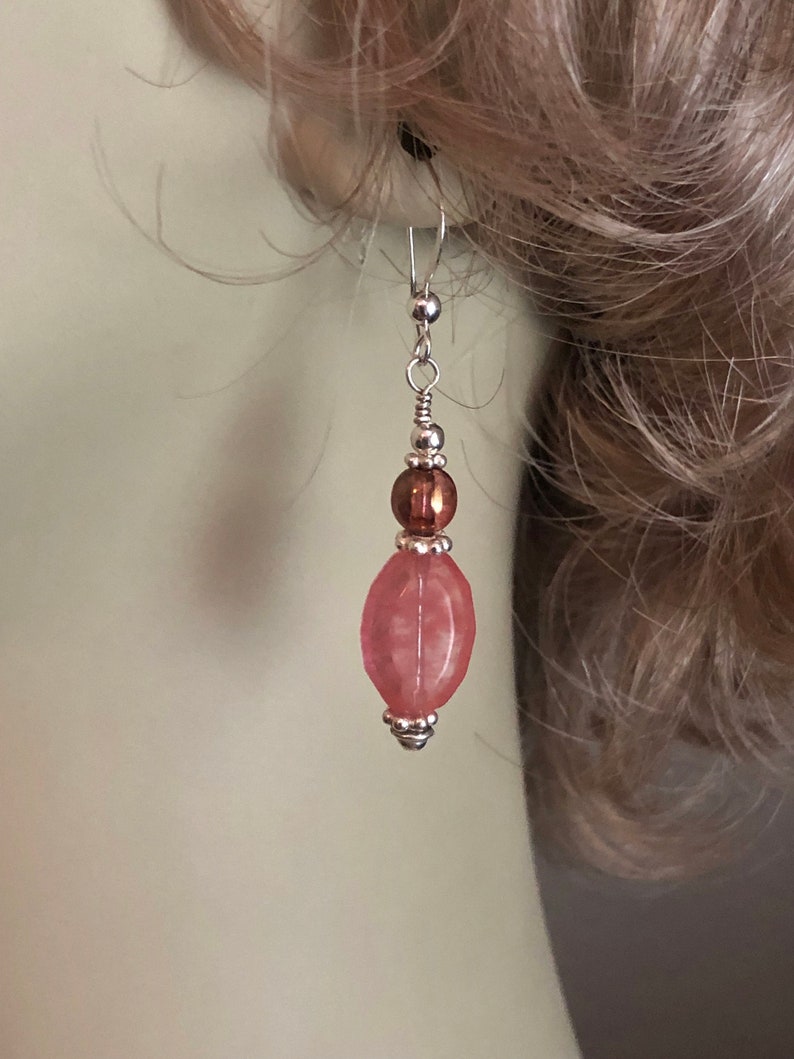 Sterling Spacers Cherry Quartz Necklace Faceted Gemstones Statement Jewelry Pieces Bracelet and Earrings Translucent Pink Complete Set