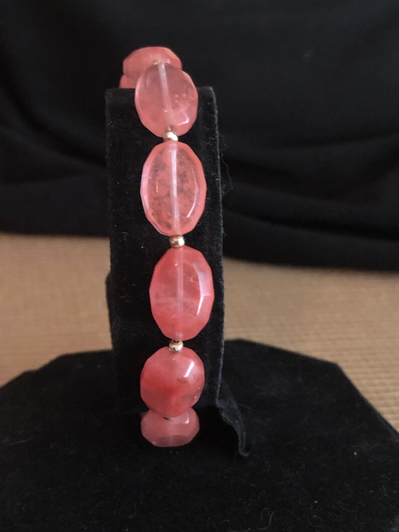 Sterling Spacers Cherry Quartz Necklace Faceted Gemstones Statement Jewelry Pieces Bracelet and Earrings Translucent Pink Complete Set