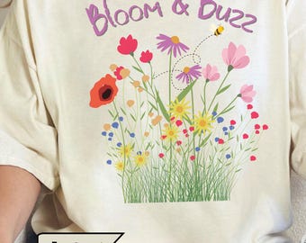 Spring tee, wildflower tee, Teacher gift, End of year gift, Assistant gift, School Staff Gift, Everyday wear, Roomy Tee