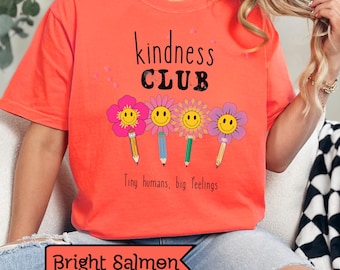 Kindness Club Flowers T-shirt | Smiley Flower Characters, Positive Message