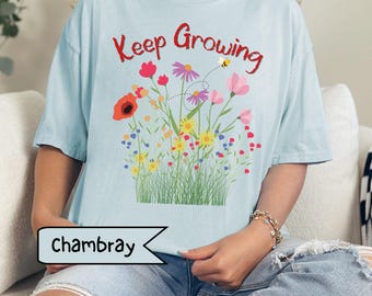 Spring tee shirt, Teacher gift, end of year tee, summer school vibe, wildflower tee, roomy tee shirt, all occasion tee