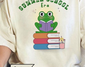 Summer School Frog, Summer School Teacher tee, Teacher Gift, Classroom Humor, Summertime Vibe, Office tee, Daily apparel