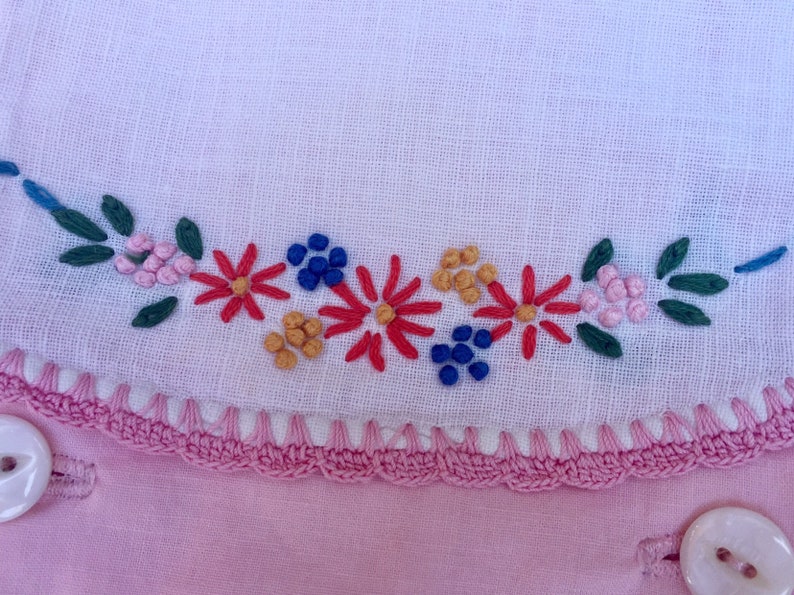 Handmade Vintage Pink Baby Sunsuit With A Handmade Beaded Baby Bracelet