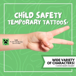 MOST POPULAR Child Safety Temporary Tattoos / If Lost Call / Temporary Tattoos / Kids Safety Tattoos / Phone Number Tattoos / Disney Safety