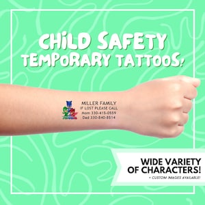 Allergy Alert Temporary Tattoos / Emergency Contact / Allergy Alert / Temporary Tattoos / Child Safety / If Found Please Call / Disney / Kid