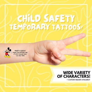 Birthday Party Child Safety ID Tattoos / Custom Temporary “If Lost Call” Kids Emergency Contact Stickers / Party Favors / Kids Birthday Tag