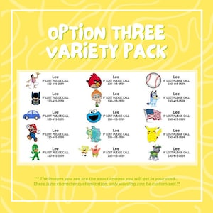 Variety Pack Child Safety Temporary Tattoos / Custom Peel and Stick ID for Kids / Waterproof Emergency Contact Stickers / Travel Essentials