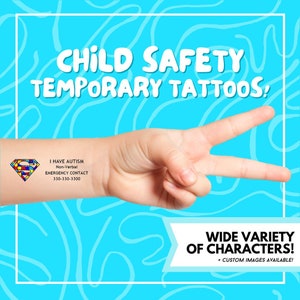 Autism Awareness Temporary Tattoo / Non-Verbal / Autistic / Limited Speech / If Lost Please Call / If Found Please Call / Child Safety / Kid