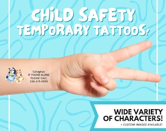 MOST POPULAR Child Safety Temporary Tattoos / If Lost Call / Temporary Tattoos / Kids Safety / If Found Call / Disney / Vacation / Safety