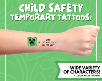 School Field Trip Child Safety Temporary Tattoos / Preschool Safety ID / Emergency Contact ID / Waterproof Kids ID / School Trip Essentials