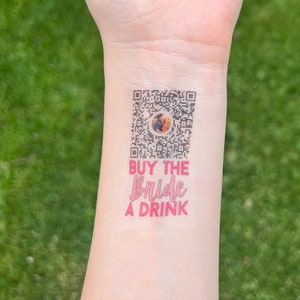 Venmo QR Code / Bachelorette Temporary Tattoos / Bach Party Gifts / Venmo Tattoo / Bride Gifts / Temporary Tattoos / QR Code / Buy Us Drinks