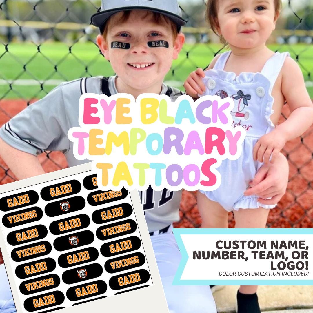 Team EYE BLACKS / Temporary Tattoos / Sports Tattoo / Spirit Tattoo / School Sports / CUSTOM Eye Blacks / Team / Sport Team / Playoffs /