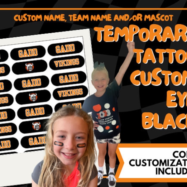 EYE BLACKS / Temporary Tattoos / Sports Tattoos / Spirit Tattoos / School Sports / CUSTOM Eye Blacks / Temporary Tattoos / Eye Blacks Tattoo