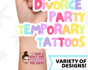 Divorce Party Temporary Tattoos / Divorced / Party Favors / Divorce Party / Custom Tattoo / Temporary Tattoos / Your Face Here / Break Up