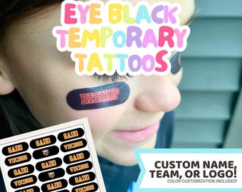EYE BLACKS / Temporary Tattoos / Sports Tattoos / Spirit Tattoos / School Sports / CUSTOM Eye Blacks / Temporary Tattoos / Eye Blacks Tattoo