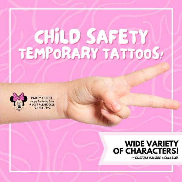 MOST POPULAR Child Safety Temporary Tattoos / If Lost Call / Temporary Tattoos / Kids Safety / If Found Call / Disney / Vacation / Safety