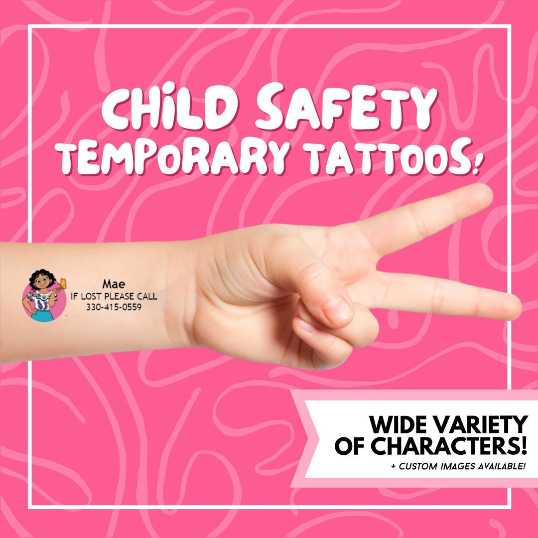 Child Safety Temporary Tattoos / If Lost Please Call / Temporary