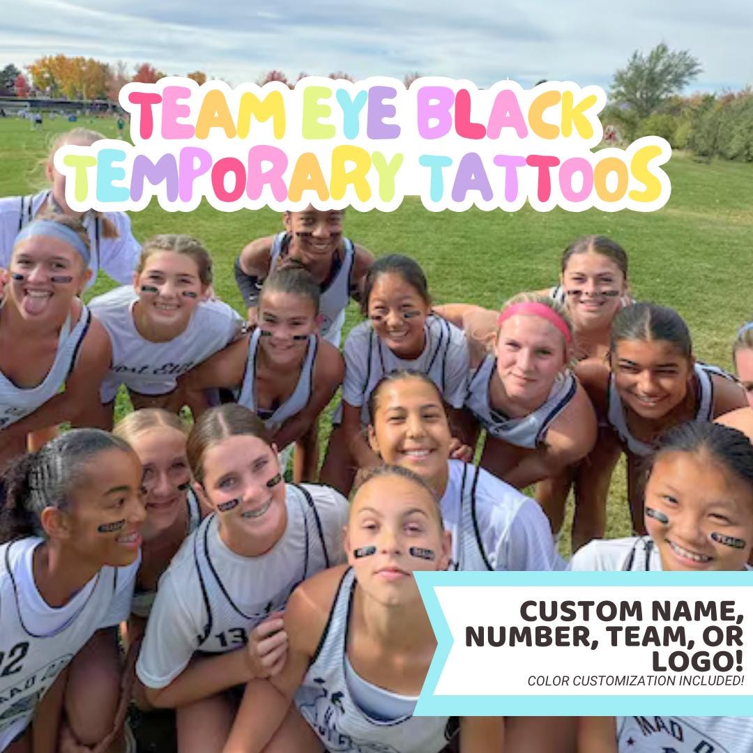 Team EYE BLACKS / Temporary Tattoos / Sports Tattoo / Spirit Tattoo / School Sports / CUSTOM Eye Blacks / Team / Sport Team / Football /