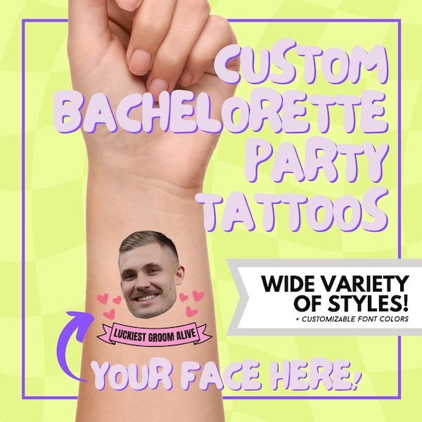 Photoshopped Head Bachelorette Temporary Tattoos / Bachelorette / Bachelorette Gifts / Bach Party / Face Tattoo / Temporary Tattoos / Trip