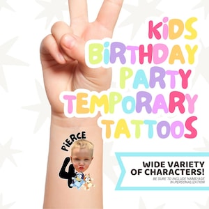 Birthday Party CUSTOM Face Temporary Tattoos / Kids Party Favors / Milestone Party Favor / Kids Birthday Party / Happy Birthday Face Tattoos