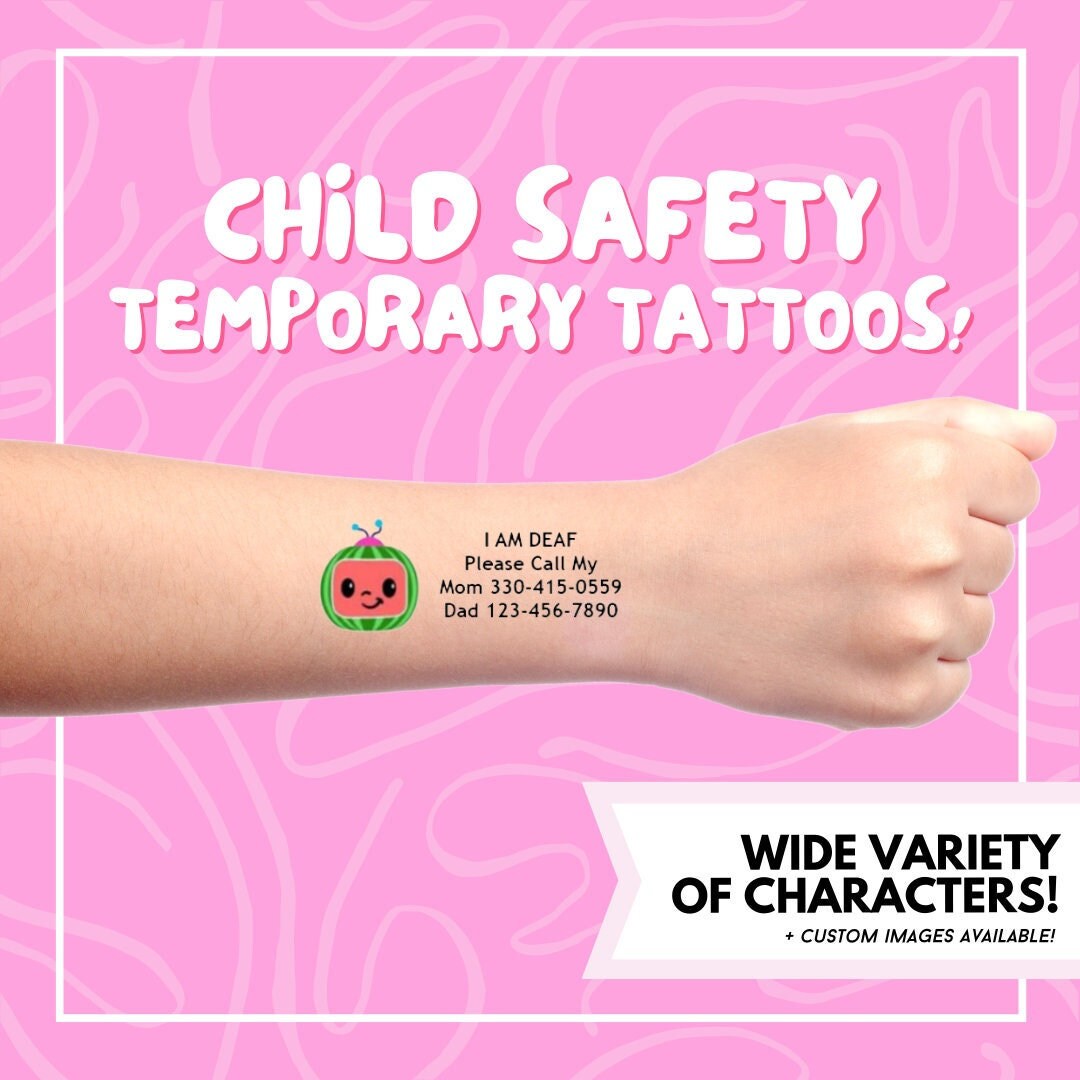 Child Safety Temporary Tattoos / If Lost Please Call / Temporary