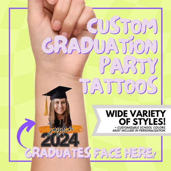 GRADUATION PARTY Temporary Tattoos / Graduation Party Favors / Graduation Gifts / Grad Party / Temporary Tattoos / 2024 Grad / 2024 / 24