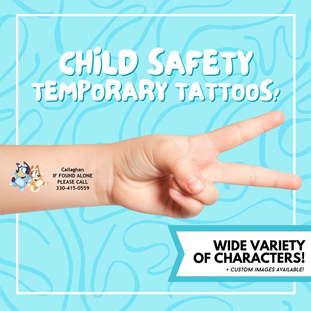 MOST POPULAR Child Safety Temporary Tattoos / If Lost Call / Etsy