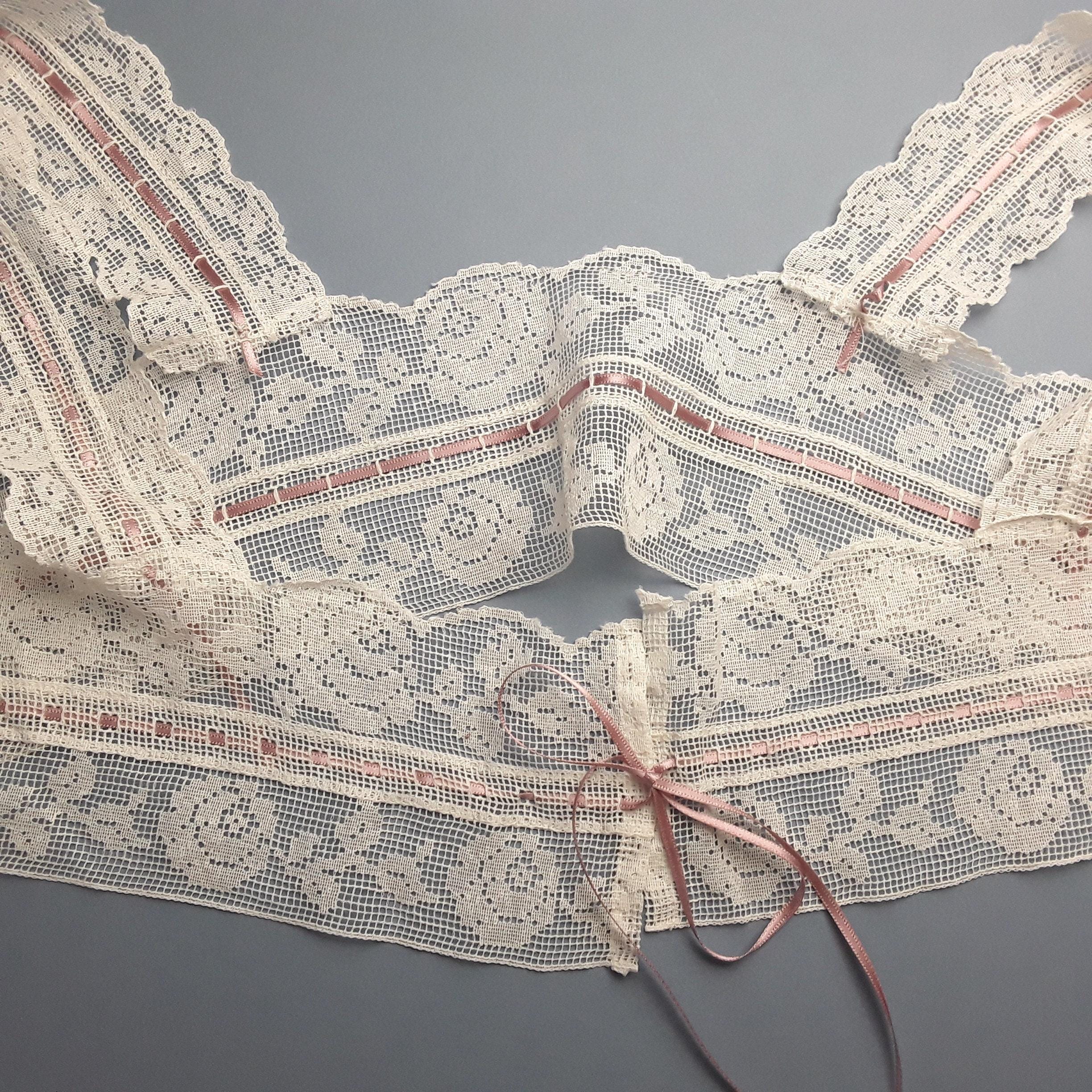 Antique Filet lace camisole yoke / Lingerie lace / Unused
