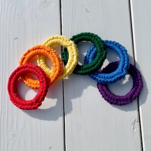 Sophie's Cat Rings // Cat Toys // Ferret Toys // Set of 6 // Rainbow // Cotton // Recycled Rings // Cat Lovers // Crochet