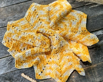 Handmade Crochet Velvet Star Baby Blanket - Gold Dahlia Design